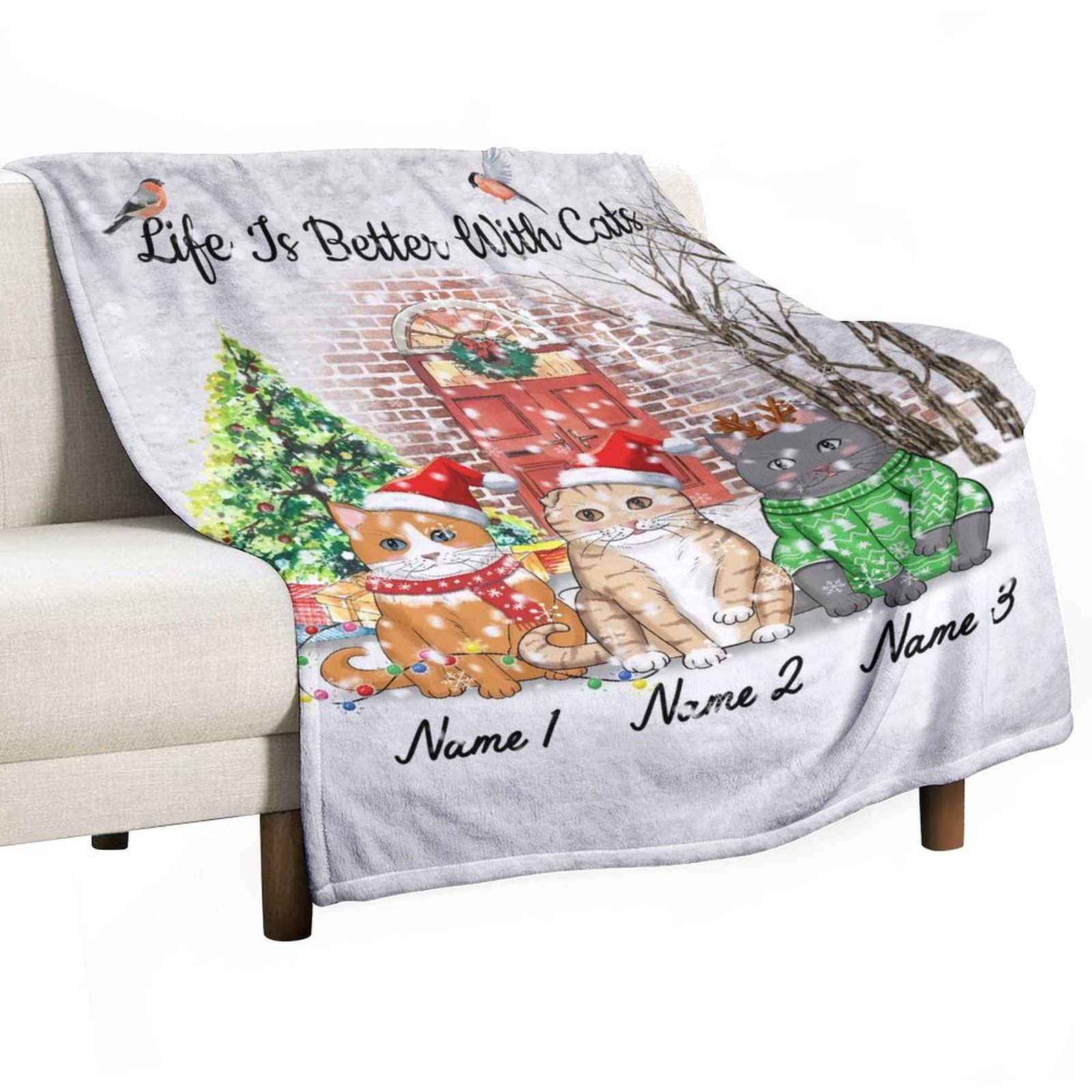 Couverture de canapé flanelle personnalisable : plaid moelleux enfant et cadeau chat