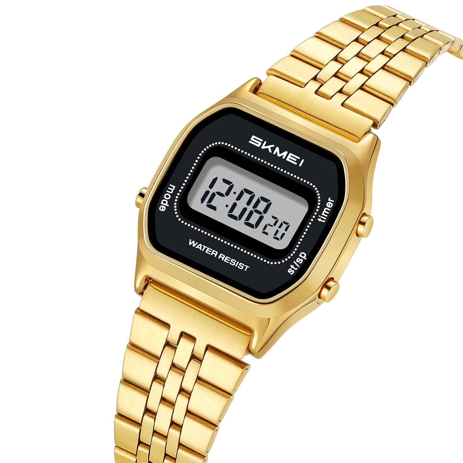 Gosasa Orologio digitale retrò da donna, cinturino quadrato in acciaio