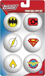 Silver Buffalo DC Comics Logos 6-Piece Ping Pong Table Tennis Ball Set