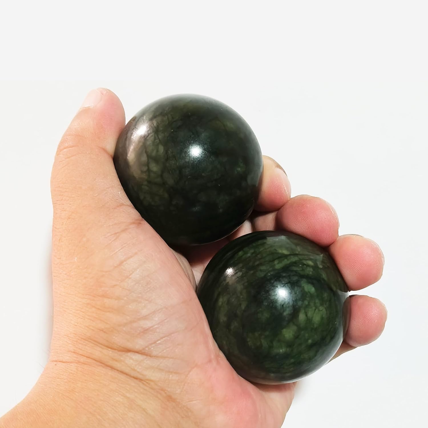 LLY 2`` Hand Exercise Ball, Chinese Baoding Ball, Hand Therapy Ball, Adult Stress Relief Massage Ball, Alleviating Memory Loss (Xiuyan Jade)