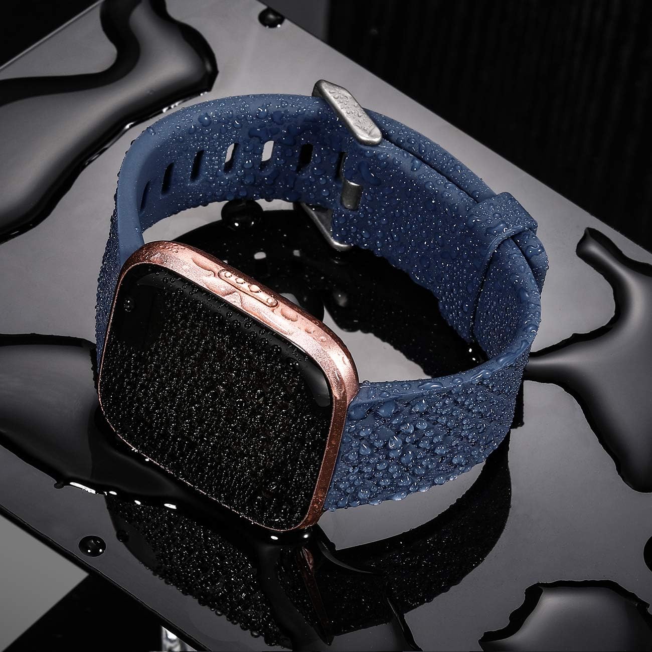 Wepro Bands Compatible with Fitbit Versa 2/Fitbit Versa/Fitbit Versa Lite SE SmartWatch for Women Men, Silicone Weave Pattern Wristband for Fitbit Versa Watch, Small, Large
