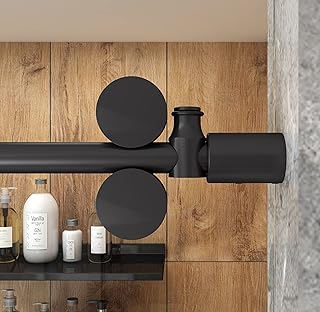 DIYHD 6.6FT Frameless Sliding Glass Shower Door Track Kit Black Barn Sho...