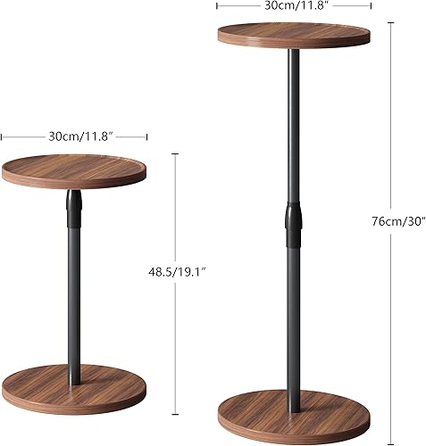Miniatura 3 de Mesa auxiliar ajustable, mesa auxiliar redonda pequeña, mesa de bebidas para espacios pequeños, mesita de noche con pedestal para sala de estar,