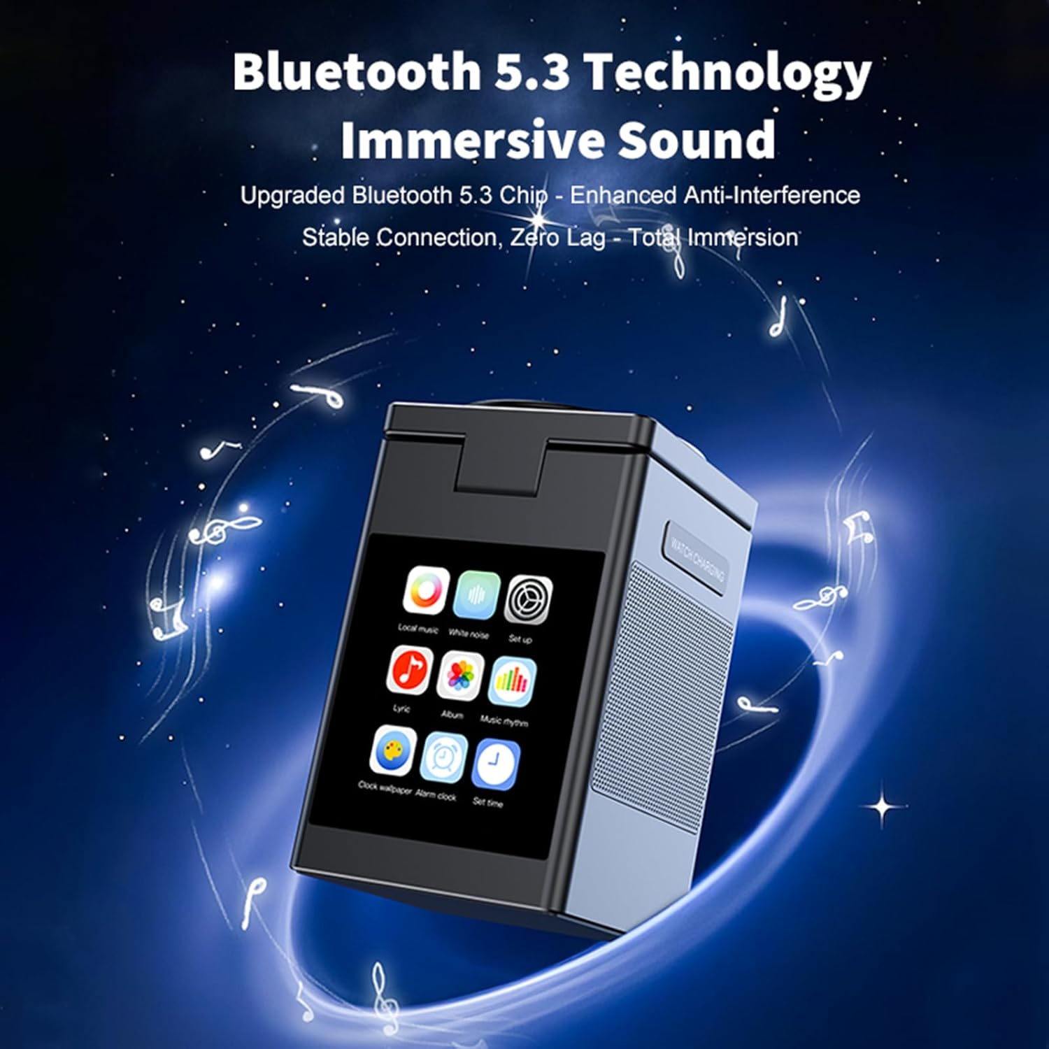 Vivilumens 7-in-1 Wireless Charging Station with Bluetooth Speaker Alarm Clock, LCD Touch Screen, Multifunctional 3 in 1 Wireless Charger, 18W Fasting Charging, Gifts for Men Teenage Boys