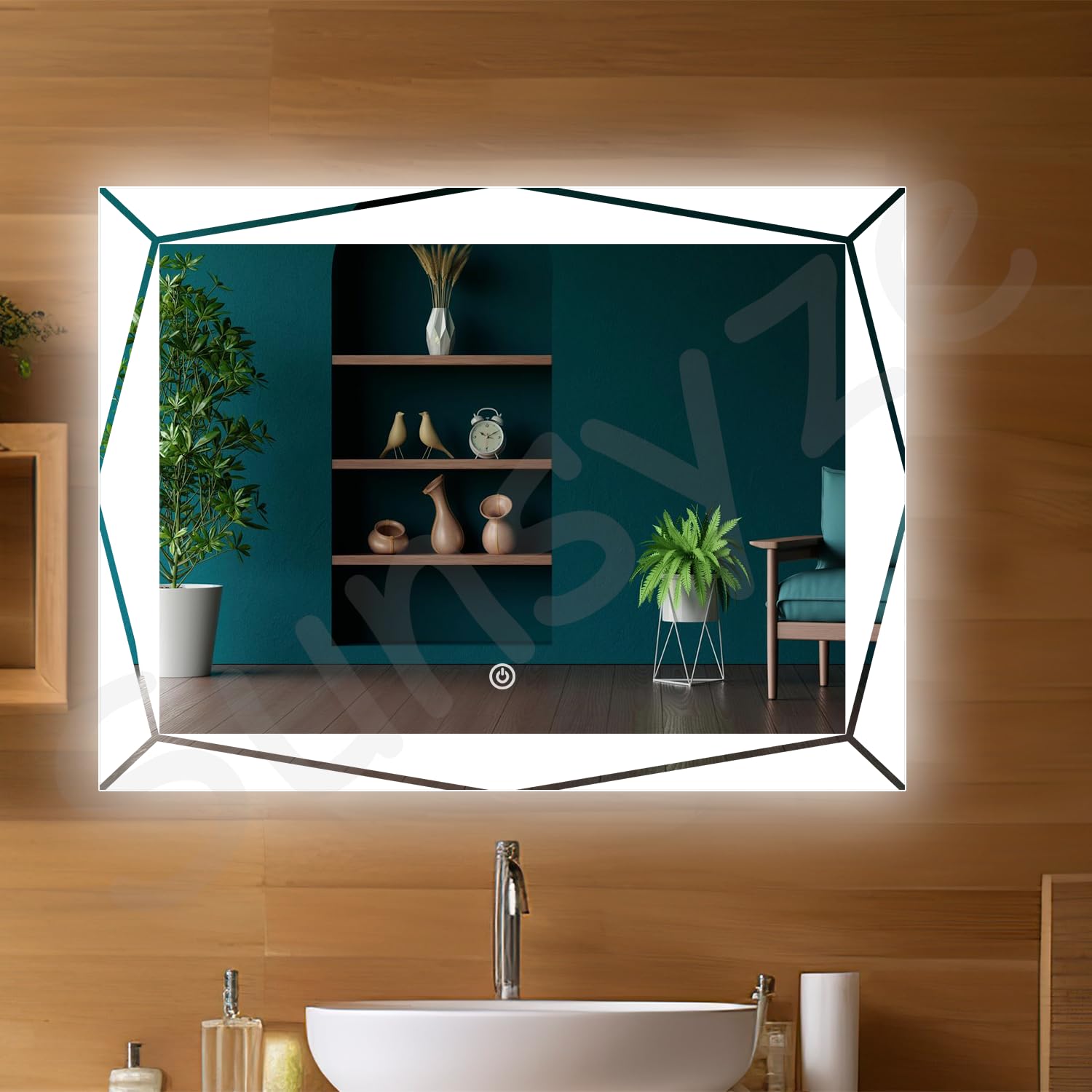 Outer Glow LED Mirror 24x30 inch for Bathroom | Rectangular Mirror with Light (Warm, White & Natural) Lighting Option-picture-13
