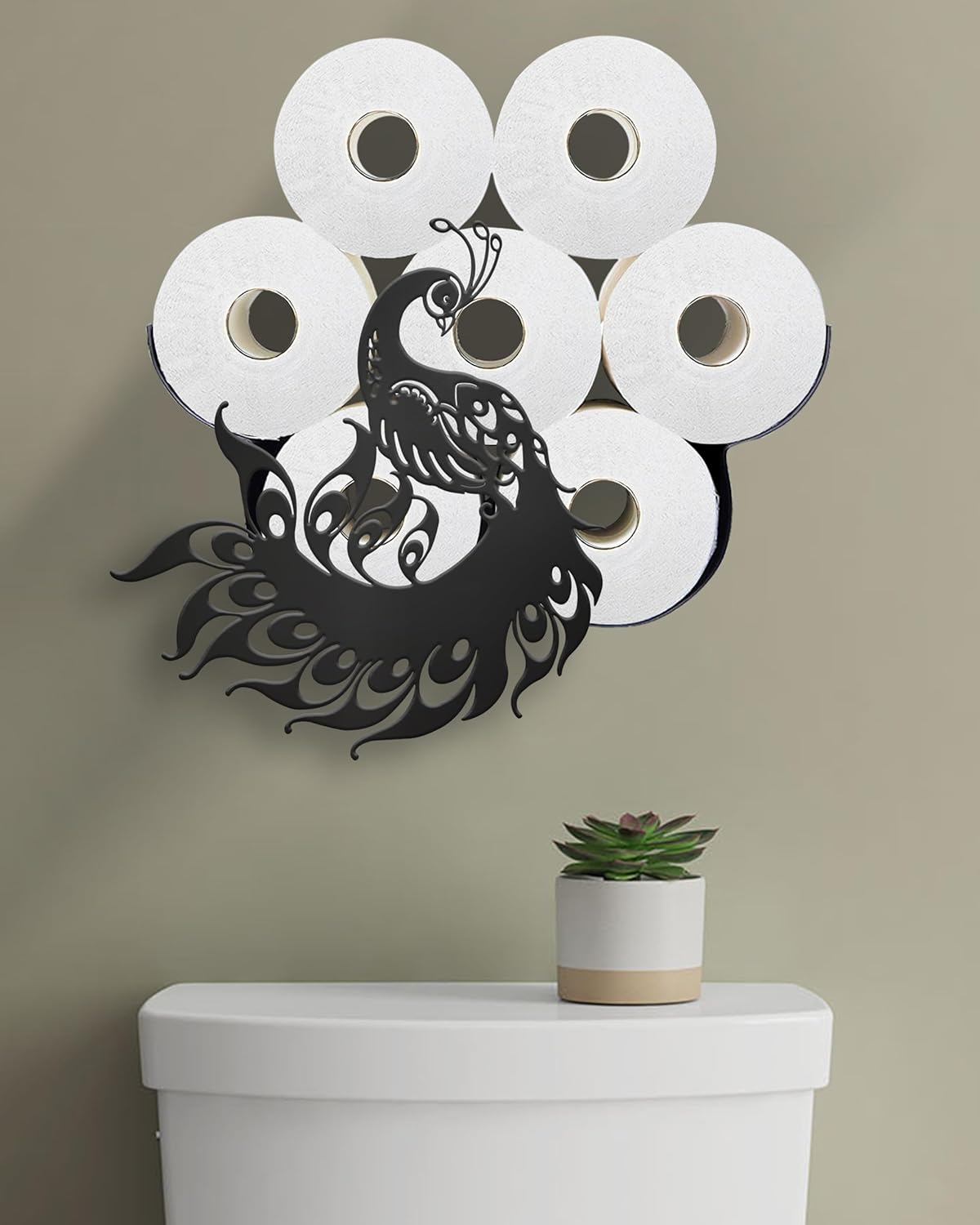 Peacock Toilet Paper Holder for Extra 8 Rolls, Funny Decorative Toilet Paper Storage Wall Mounted, Farmhouse Bathroom Animal Decor Accessories Storage Cabinet