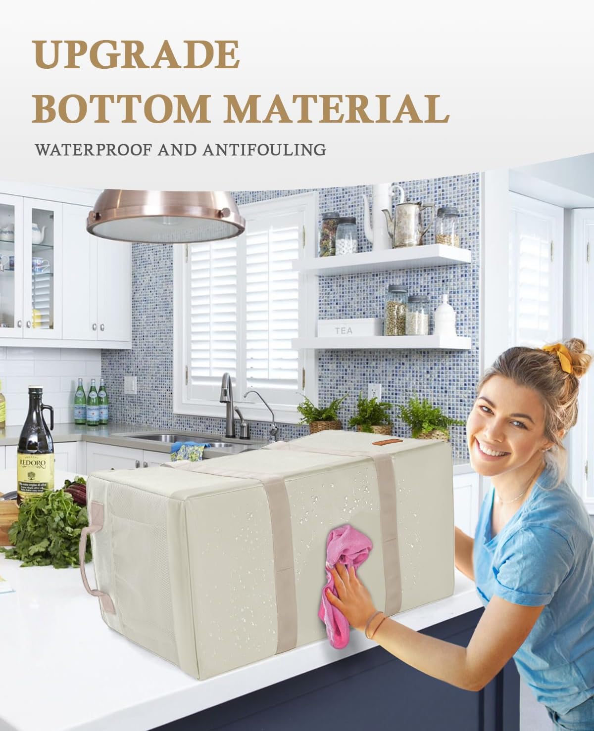 WONDAY Extra Large Utility Tote Bag - Standing Reusable Grocery Bag with Handle - Image 2