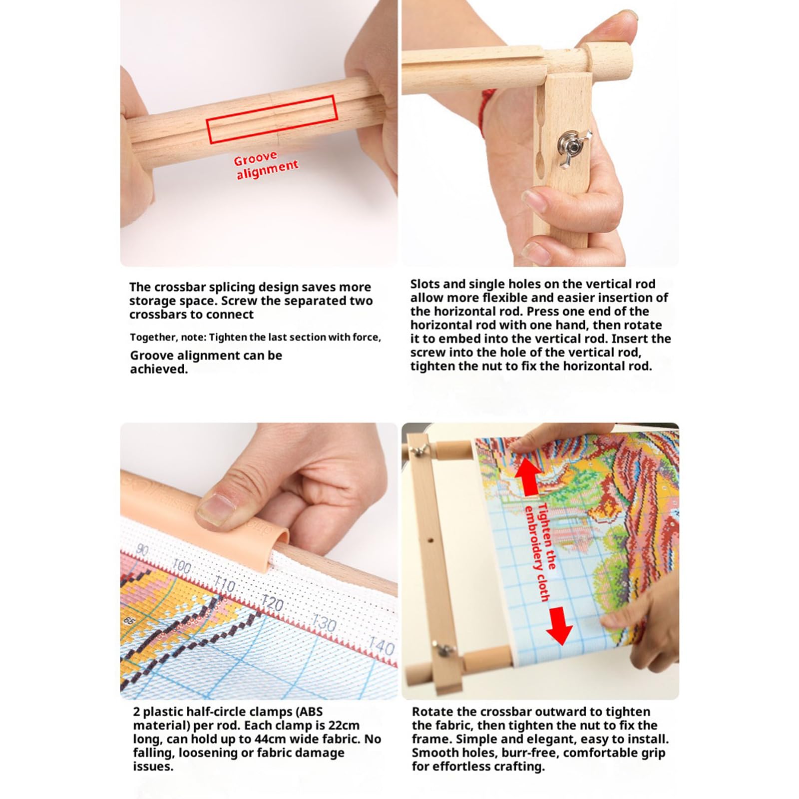 Soporte ergonómico de madera para coser con reposabrazos portátil, ajustable para entusiastas del bordado, soporte de bordado de madera de haya