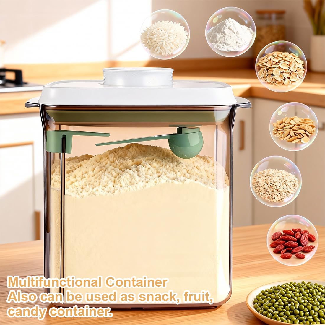 Dispenser per latte in polvere, 1700 ml, contenitore sigillato con cucchiaio, latte in polvere, contenitore per alimenti per latte in polvere, farina, legumi