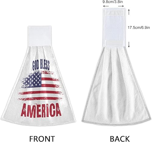 Miniatura 4 de OTVEE Juego de 2 toallas de cocina, toalla de mano colgante con bandera de Dios Bless America para decoración de cocina y baño