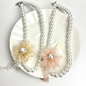 ネックレス・ペンダント The Flower Pearl Necklace Amazon.com: Flower Pearl Necklace for Women Pink Flower