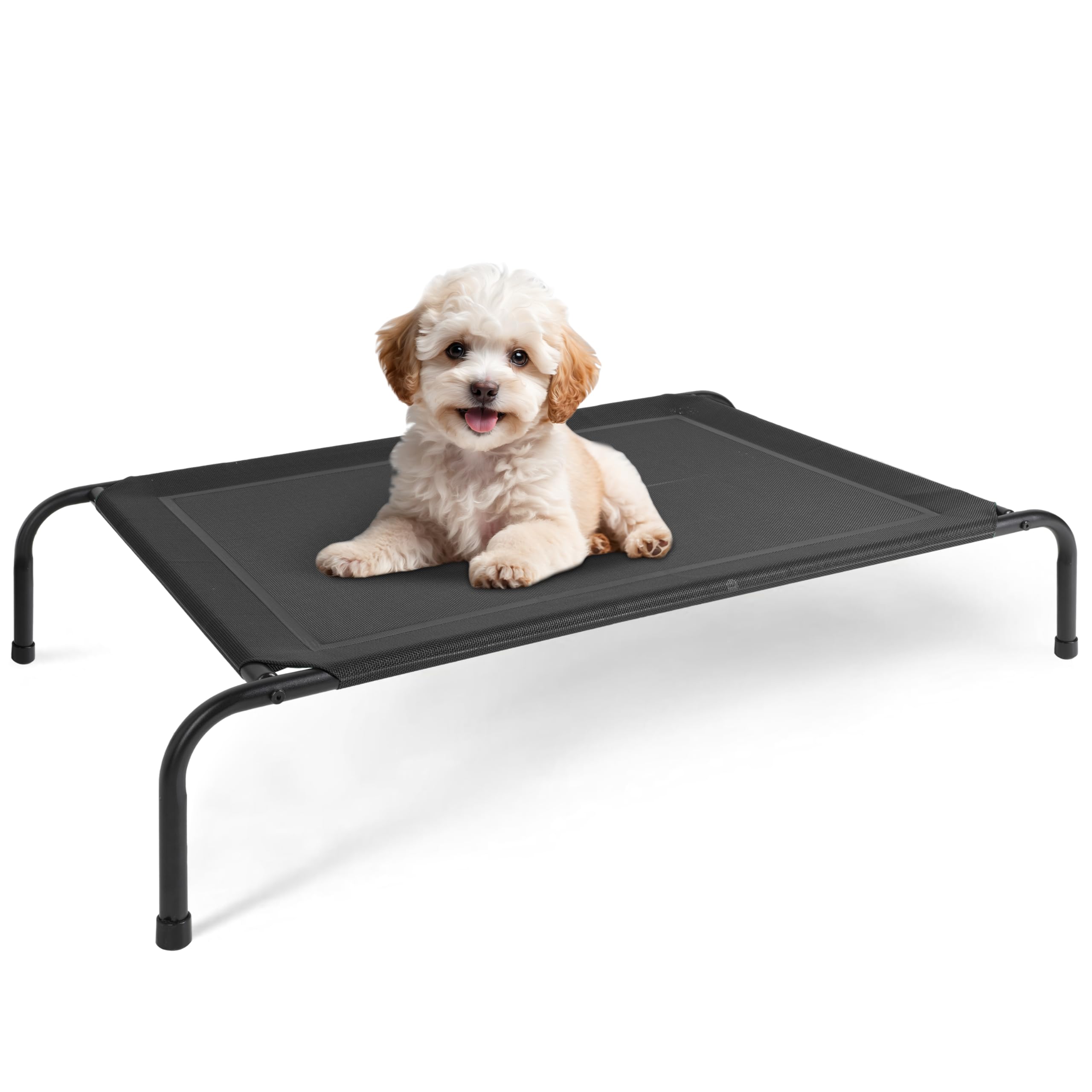 Simple Deluxe Cooling Elevated Dog Bed, Raised Portable Dog Cots Beds No-Slip Feet Durable Portable Indoor & Outdoor Pet Hammock Bed, 42x25.5x8 Inch, Black