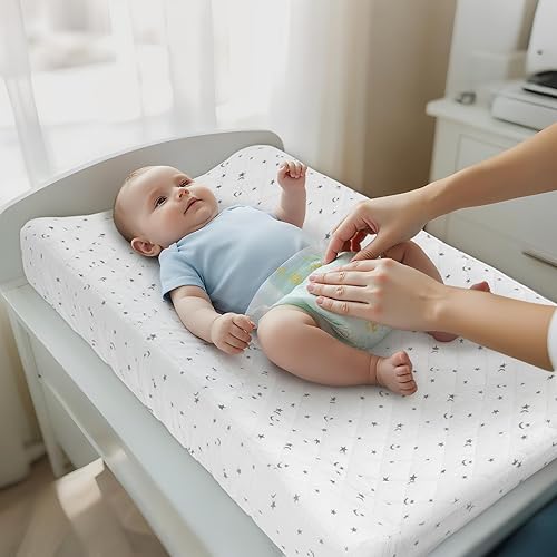 Miniatura 4 de Unicorn Castle Funda impermeable para cambiador, funda de muselina para cambiador, paquete de 2 fundas acolchadas para cambiadores de bebé de 32 x