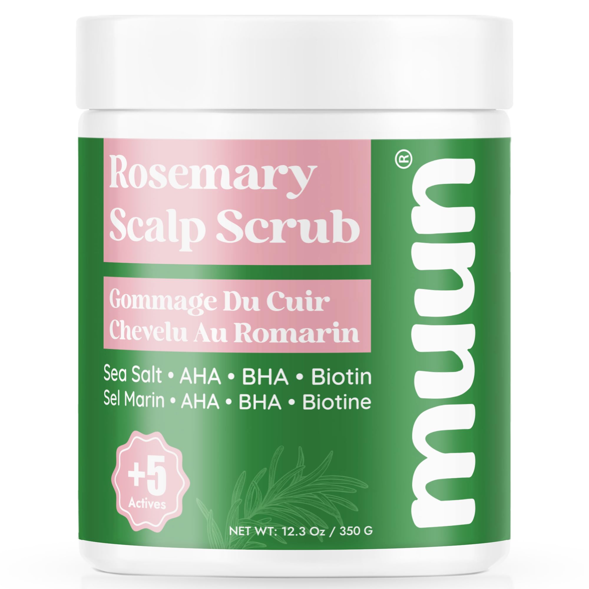 2-IN-1 Scalp Scrub & Shampoo - Rosemary Sea Salt, AHA & BHA Exfoliator, Rosemary Scalp - Hair Scrub Pre Shampoo - Sulfate Free & Silicon Free