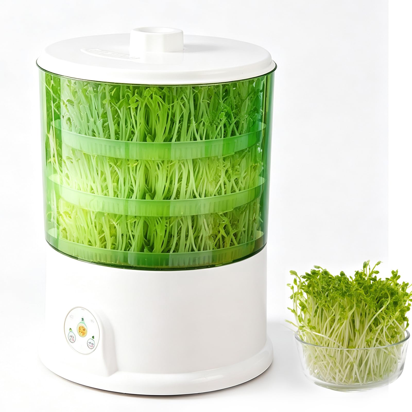 Machine automatique de germination de haricots avec pulvérisation à 360° - Kit de culture de grande capacité pour radis, luzerne, herbe de blé et plus encore - Contrôle intelligent de la température