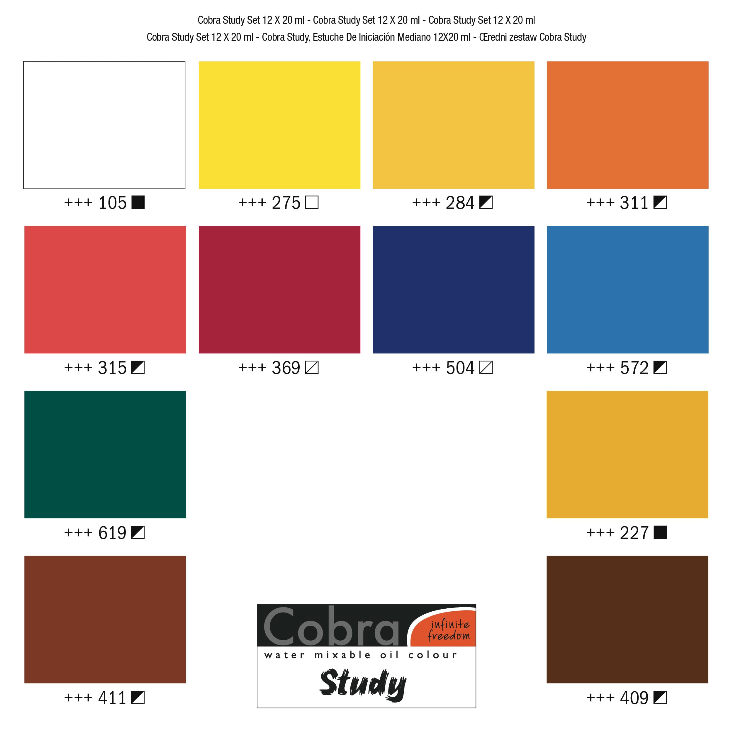 Royal Talens Cobra Study Kit de peinture à l'huile 12 x 20 ml