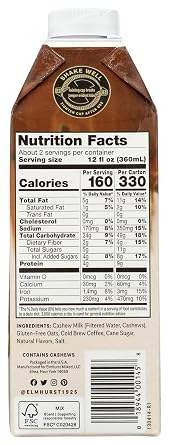 Elmhurst Caramel Cashew Latte, 750 ML