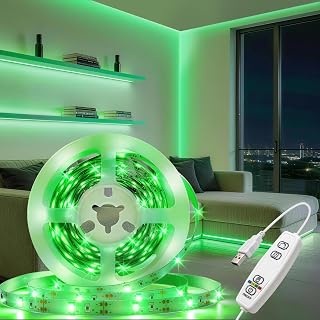 StarryEver 16.4ft 150 LEDs Green Strip Lights, 8 Modes USB Cuttable Led Light Strip Dimmable, Led Tape Light for Bedroom, TV Backlight, Mirror, Kitchen Decoration
