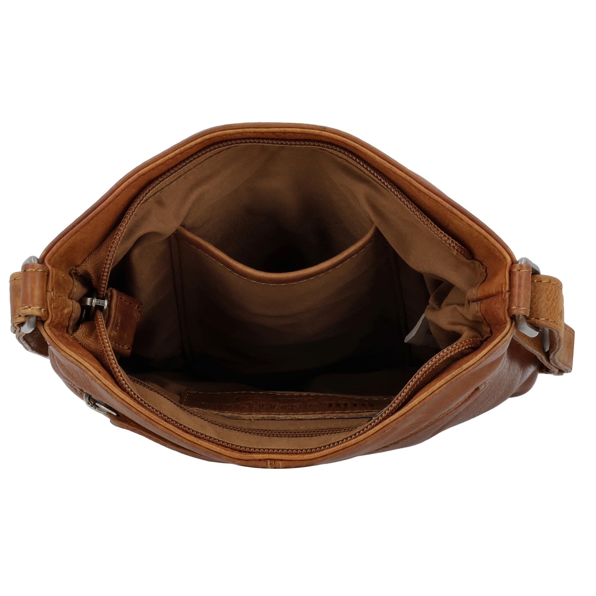 Hide & Stitches - Leder Umhängetasche Damen Mittelgroß - Handtasche Leder mit Reißverschluss, verstellbarem Schultergurt, Telefontasche, 2 Außentaschen ideal - 100% Leder - Braun
