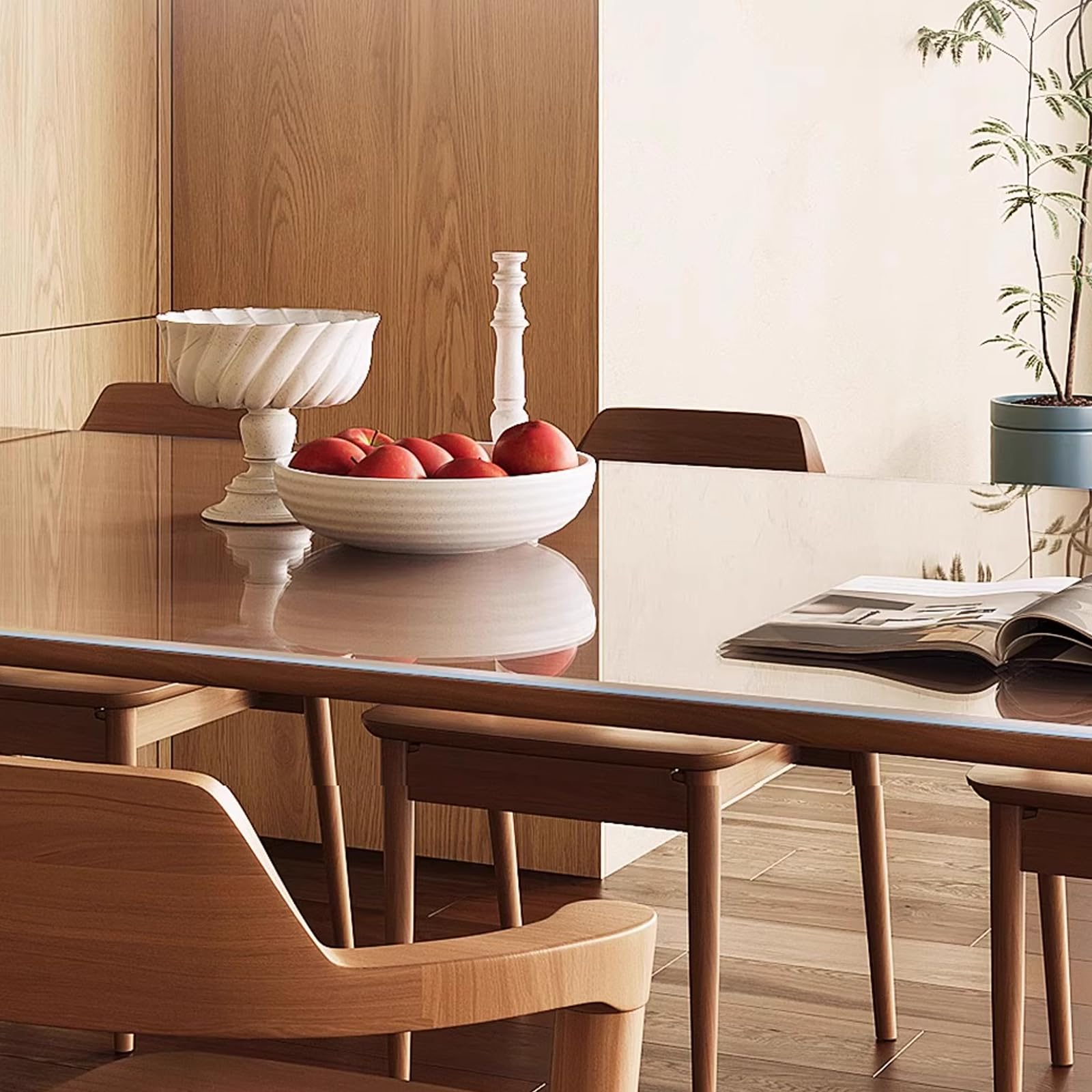 Tovaglia Rettangolare Trasparente,Tovaglia Impermeabile in PVC,Tovaglia Protettiva da Tavola Resistente alle Alte Temperature,per Cucina,Comodino,Tavolo da Pranzo (60x190cm/24x75in)