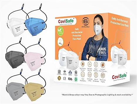 CoviSafe N95 Head Loop type 6 Layers PREMIUM Reusable Face Mask (Black, Grey, White) for Men -Ultra Comfortable, Lab Tested CE, ISO, FDA and WHO-GMP Certified (Head Loop Mix Colour- 30)
