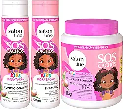 Kit Shampoo Condicionador Creme Pentear Cachos Kids Salon Line