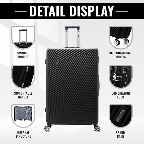 FLYMAX Medium Suitcase 4 Wheel Lightweight Luggage Hard Shell ABS Travel Case Hold Check in Fits 15kg - 20kg Medium Size + 3 Digit Lock + Telescopic Handle 67 Litre Capacity