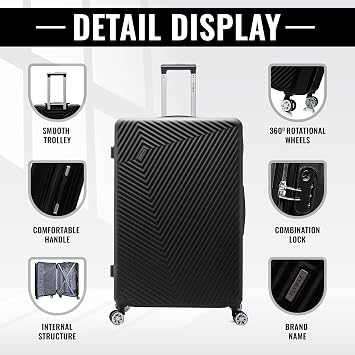FLYMAX Medium Suitcase 4 Wheel Lightweight Luggage Hard Shell ABS Travel Case Hold Check in Fits 15kg - 20kg Medium Size + 3 Digit Lock + Telescopic Handle 67 Litre Capacity