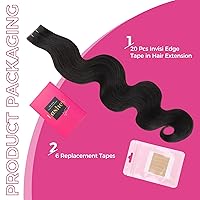 Vista 130 de Lashey Extensiones de Cabello Humano con Cinta Adhesiva Negro Natural 100% Remy Cabello Humano Liso Extensiones de Cabello con Cinta Largas de 24