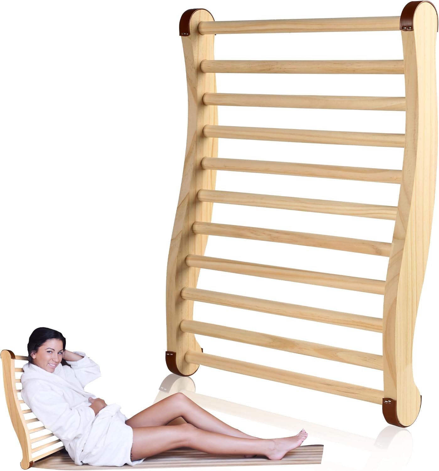 Sauna Backrest Infrared – Ergonomic S-Shaped Design, Premium Heat-Resistant Cedar Wood, Non-Slip & Comfortable Support Cushion Suitable for Infrared Sauna Backrest and Barrel Sauna Backrest