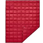 KingCamp Ultralight Camping Blanket, Packable Down Alternative Puffy Wearable Blankets Weatherproof Warm Package Quilt with Snap Buttons for Outdoor Hiking Travel Picnic Stadium (69L x 53W CRIMSON)