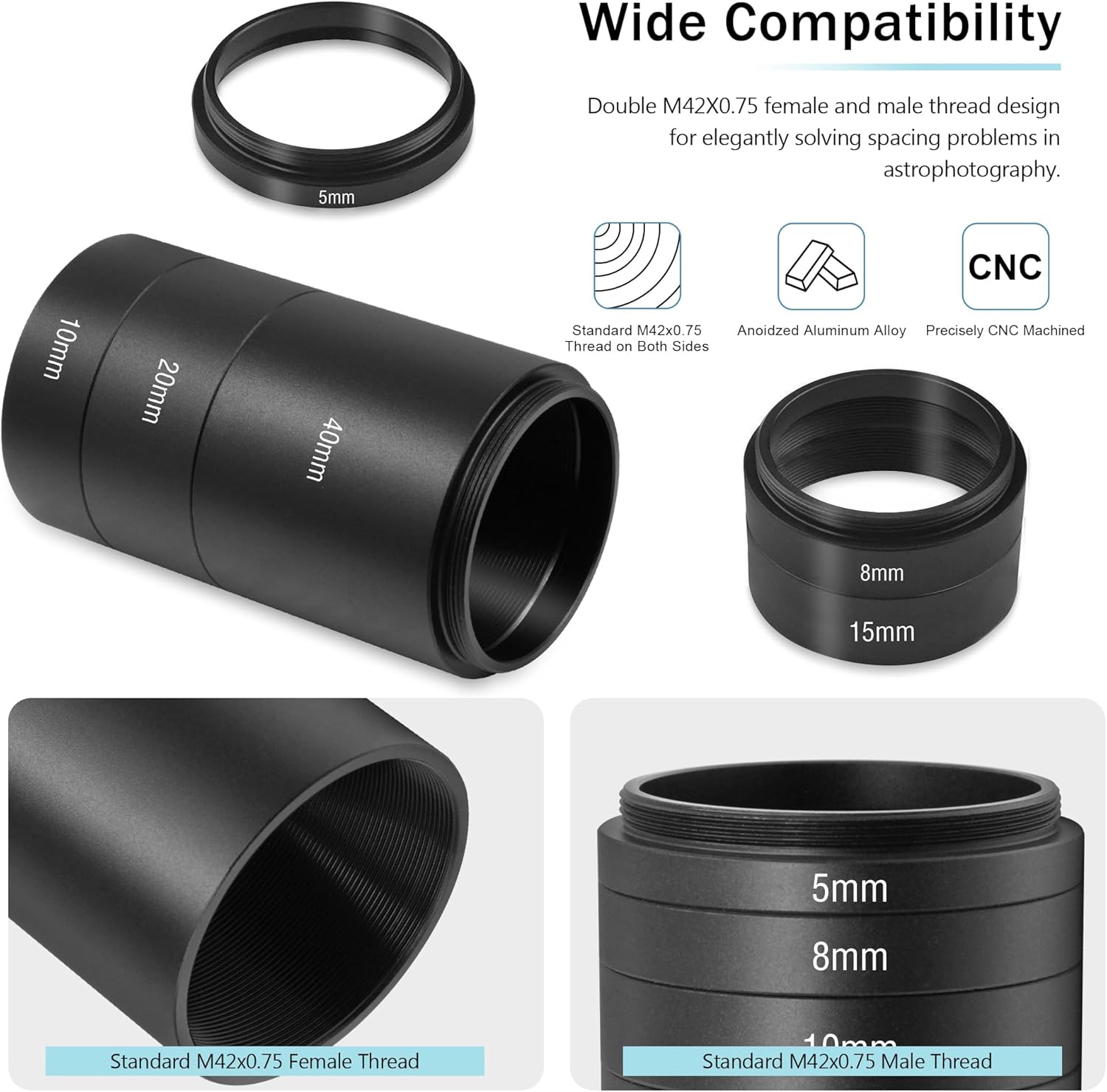 Alstar Telescope Photo Adapter for Pentax-k SLR/DSLR Cameras - Bundle with - Astronomical T2-Extension Tube Kit