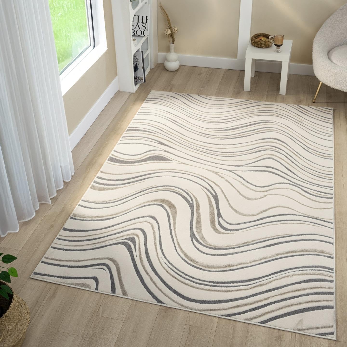 LUXE WEAVERS Modern Abstract Swirl Gray 6x9 Area Rug High Low Carpet