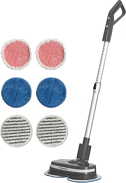 AirCraft PowerGlide, NEW 2023, Cordless Rechargeable Hard Floor Cleaner, Polisher & Scrubbing Bundle With 6 Pads (2 Cleaning, 2 Polishing & 2 Scrubbing Pads) Perfect for Wood, Tile, Marble, Vinyl