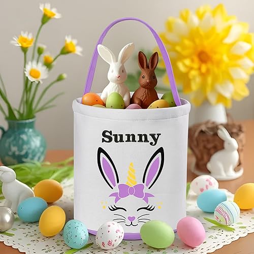 Miniatura 16 de Cestas de Pascua personalizadas para niños, cesta de Pascua, regalos de Pascua, cesta de conejo de Pascua, cesta de caza de huevos de Pascua, cesta