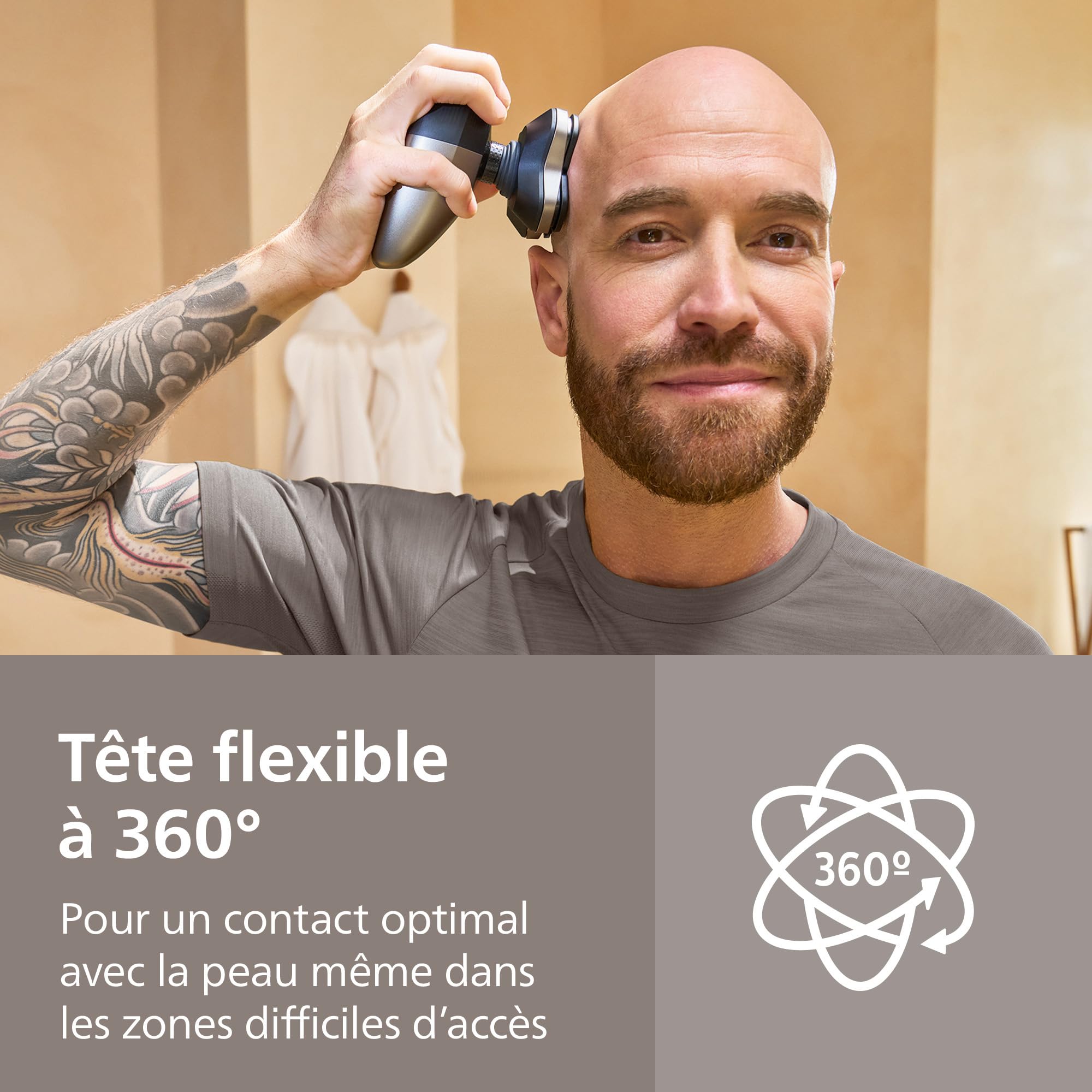 Philips Head Shaver Pro 9000 Series - Rasoir pour la tête d'hommes et femmes, tête flexible 360°, lames ComfortCut, rasage efficace tout en douceur pour la peau, idéal en cadeau, modèle HS9980/15