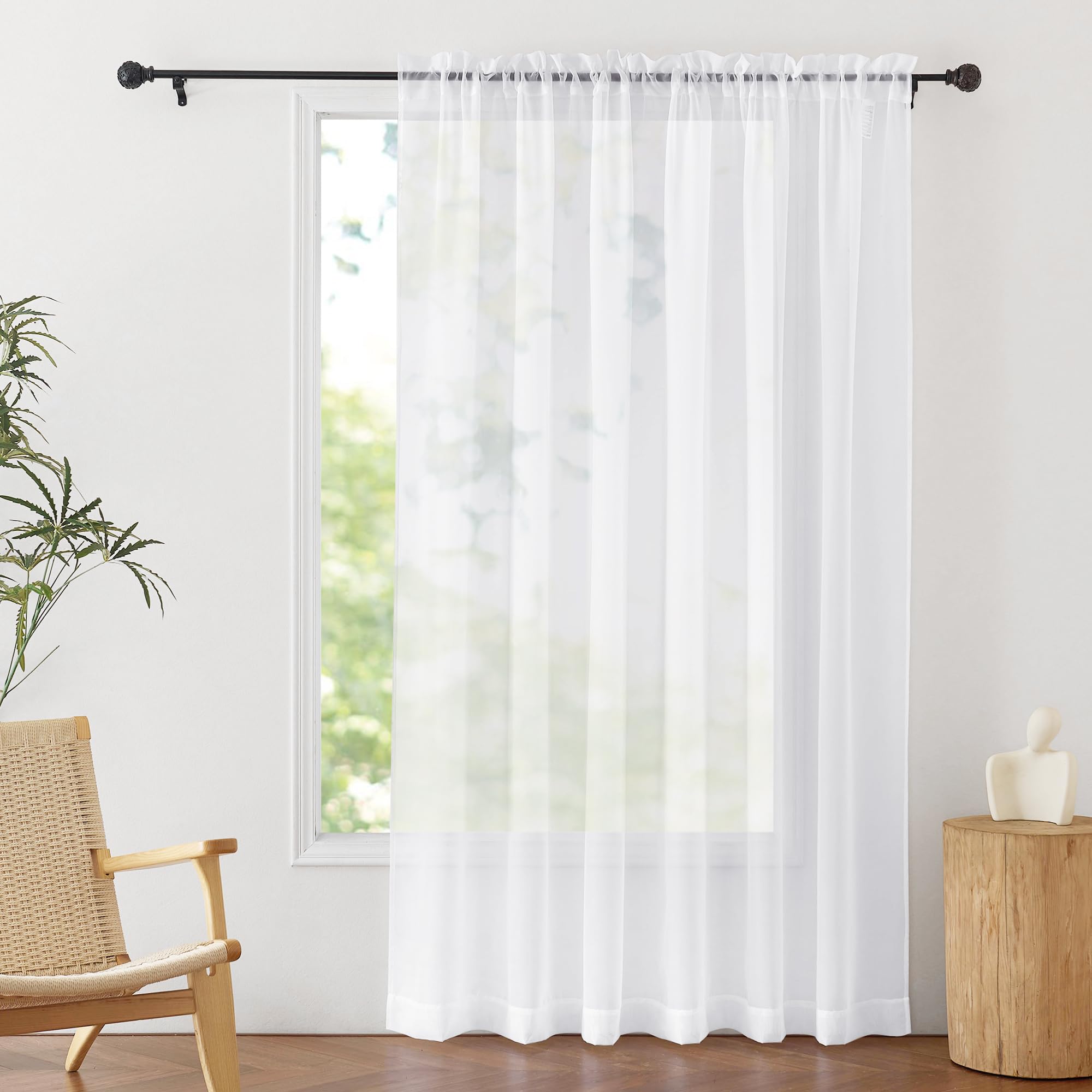PONY DANCE White Sheer Curtains for Window