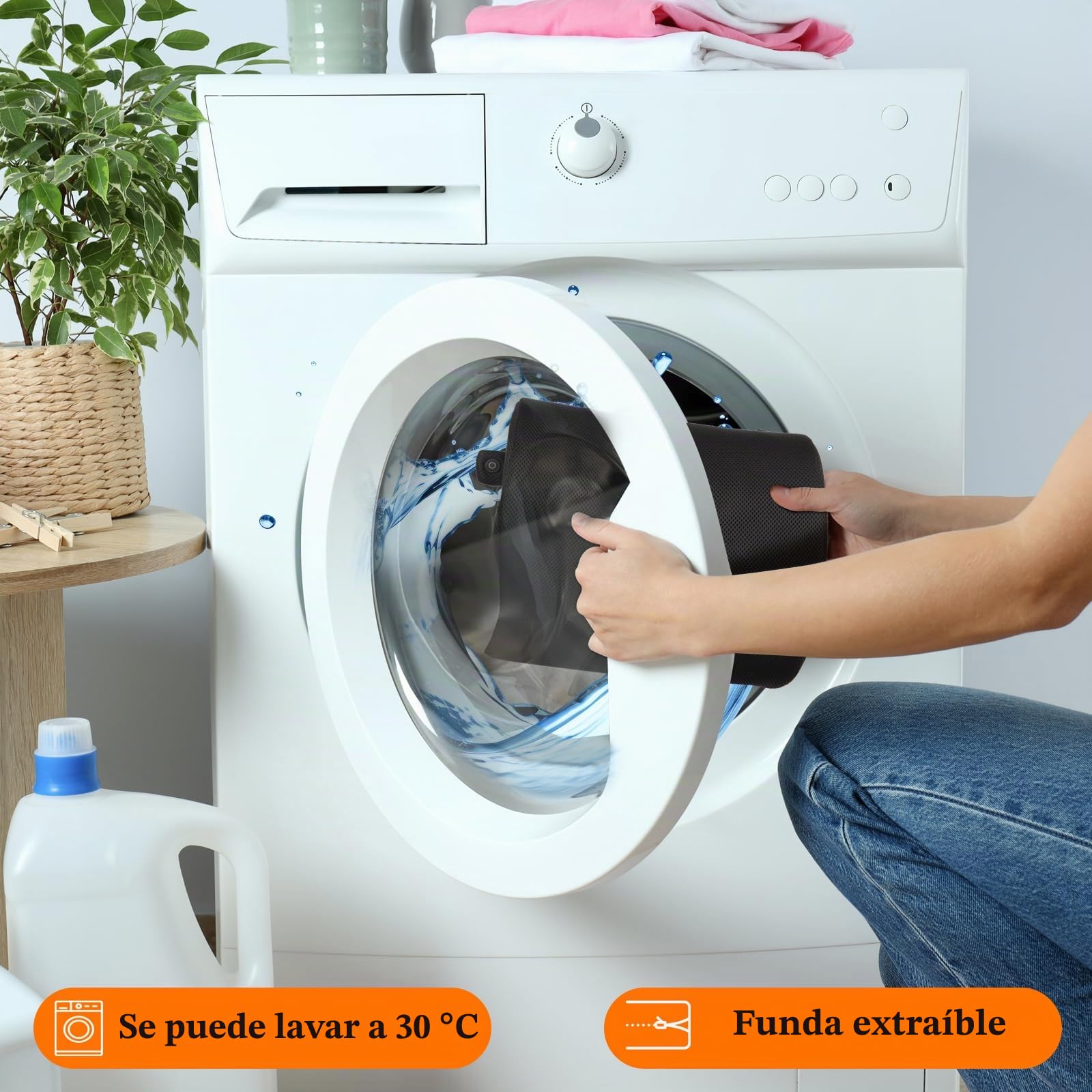 Thermrup Cojín trasero ergonómico con calor infrarrojo lejano, regulación de temperatura de 3 niveles