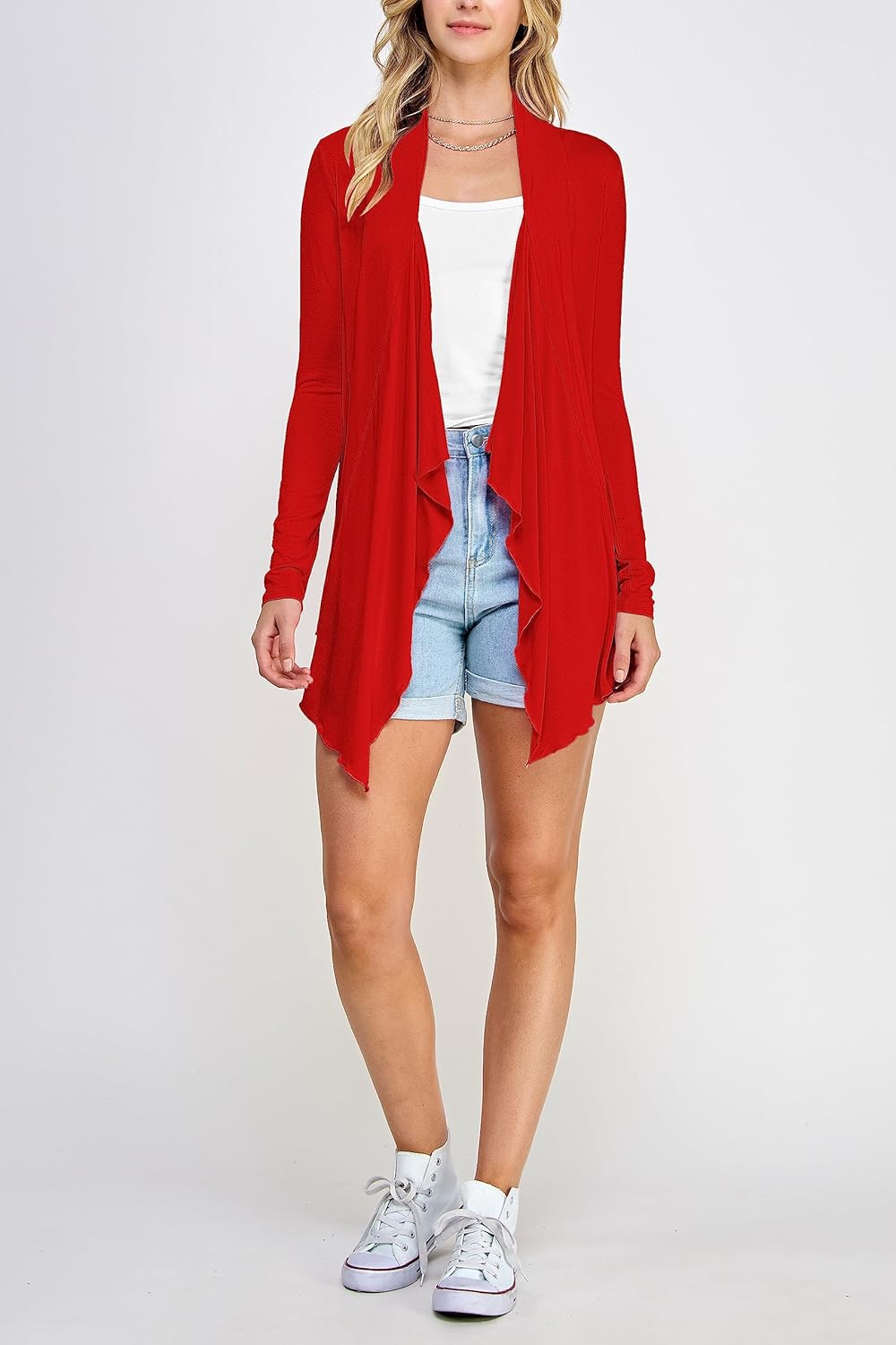 Lock and Love Women's Drape Front Open Cardigan Long Sleeve Irregular Hem S-5XL Plus Size - Image 5