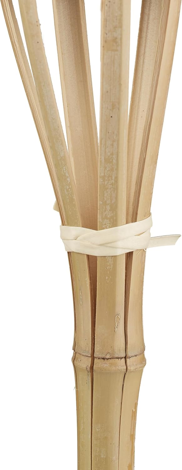 Relaxdays Set of 10 Garden Oil Torches, with Replacable Wicks, Bamboo & Iron, Outdoor Party Flares, HxØ: 40x6cm, Natural