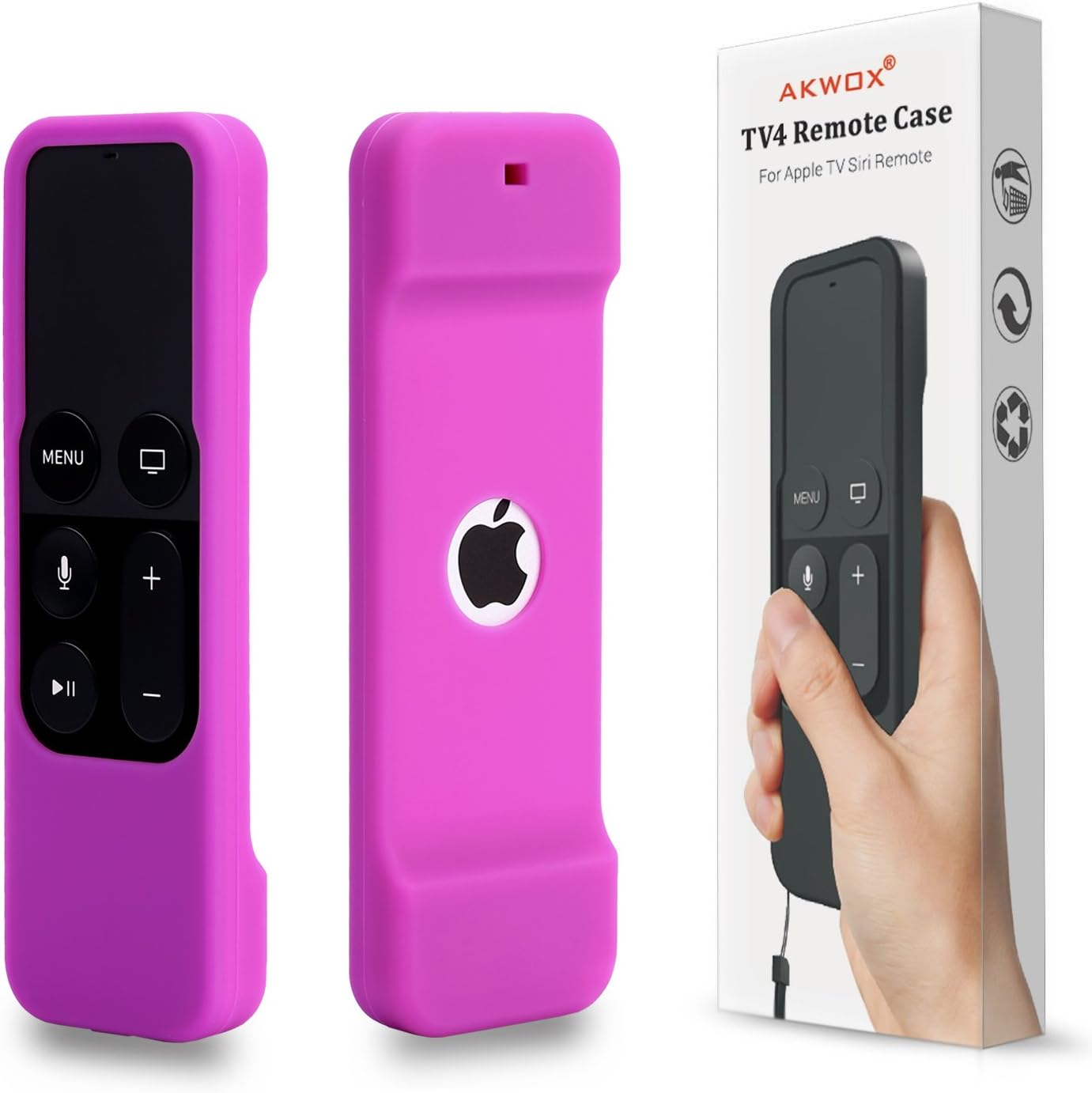 Remote Case for Apple Tv 4th 5th Generation, Akwox Apple TV Siri Remote Cover Case with Lanyard (Purple) -not for New Apple 4k TV Series 6th Gen 2021