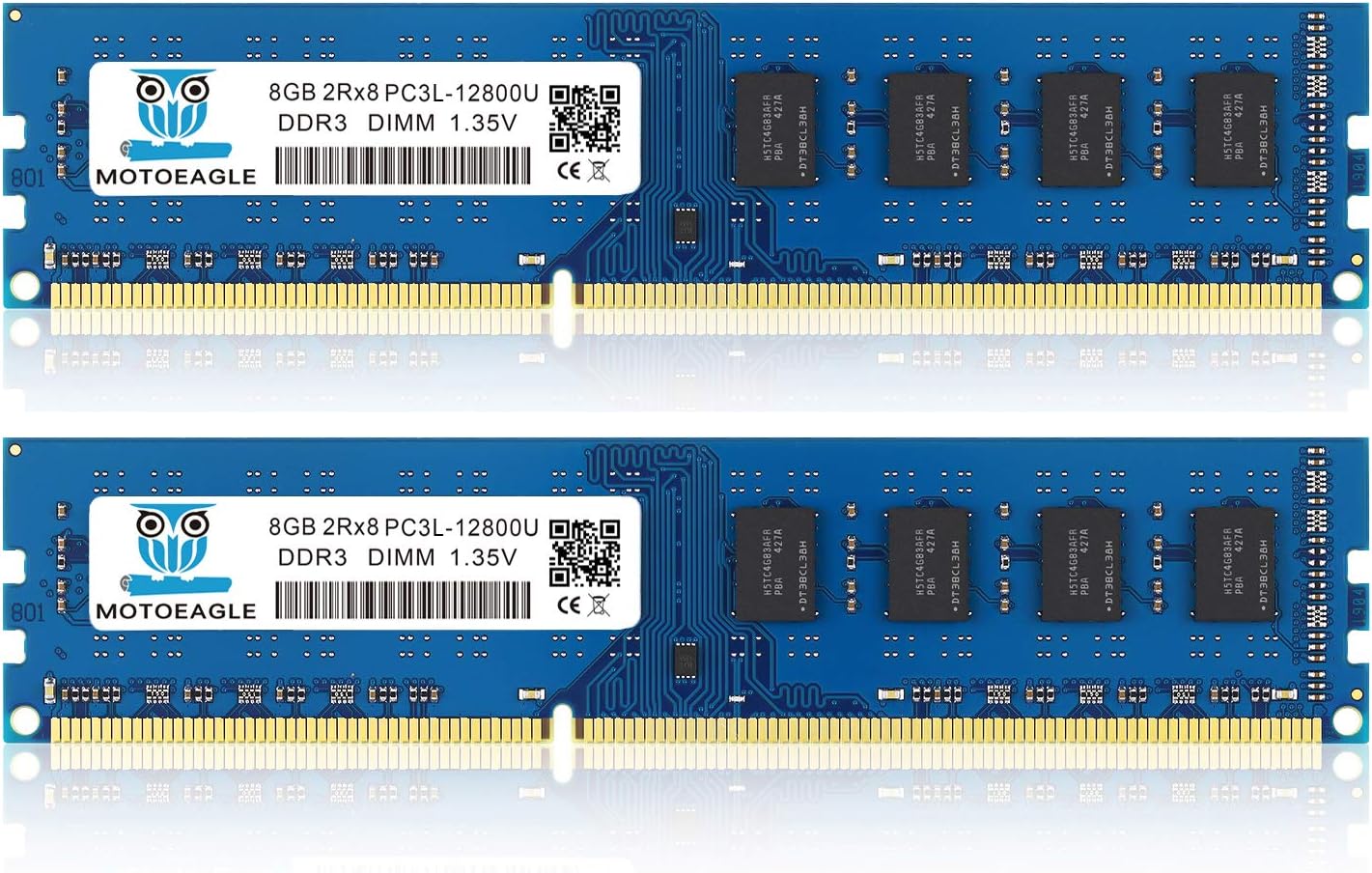 Motoeagle 16GB (2X8GB) PC3L-12800U DDR3L-1600 UDIMM RAM 2Rx8 DIMM DDR3 8GB 1600MHz PC3 12800 SDRAM 240-Pin 1.35V CL11 Non-ECC Desktop PC Memory Kit
