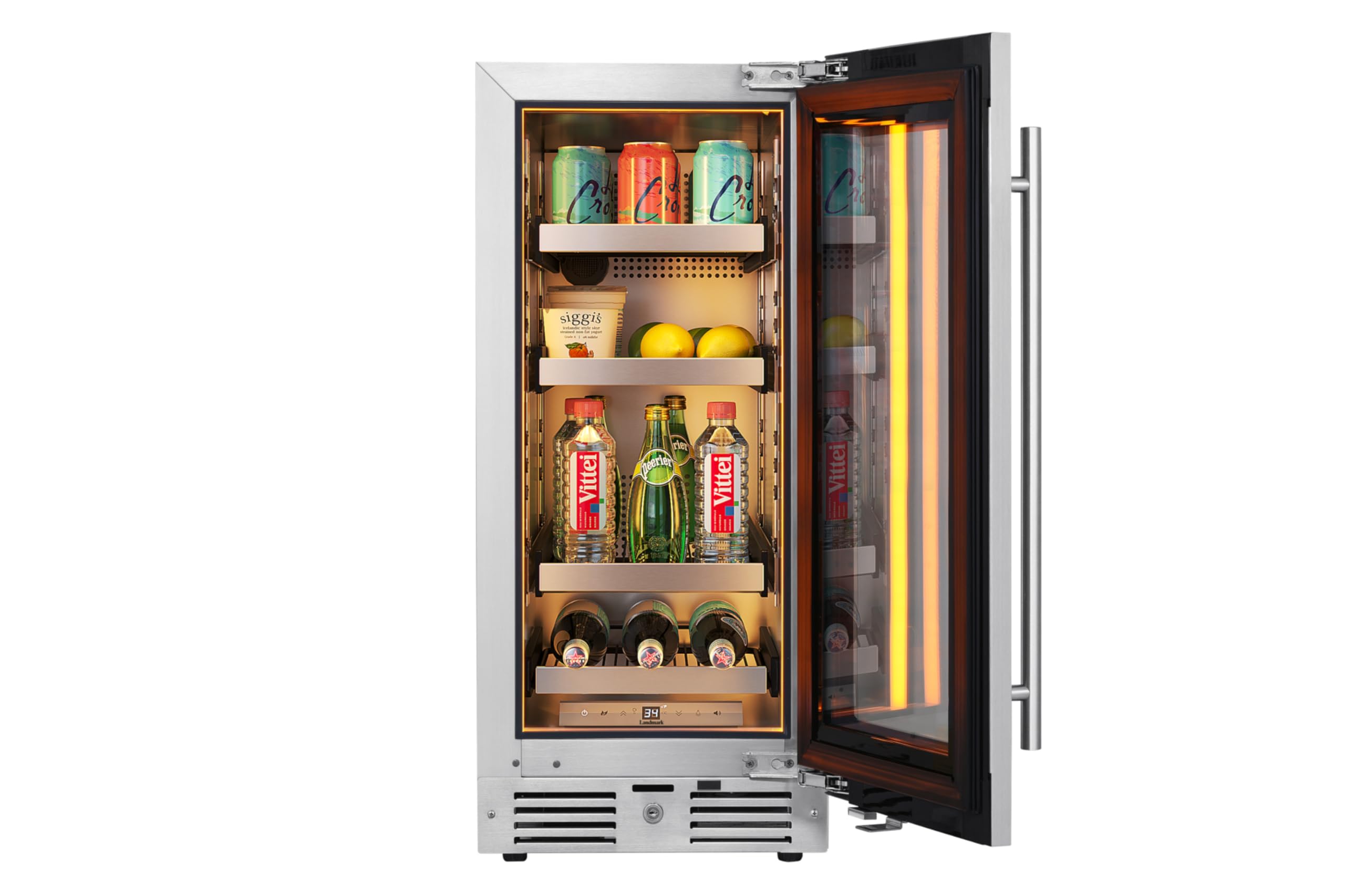 Landmark L3015ui1b-Rh 15 Inch Wide 63 Can Capacity Beverage Cooler With Alternating (Blue, White, Amber) LED Lighting, Door Alarm, Touch Control Panel And Lockable Right Hinged Door - Stainless Steel on Fridge.com - View 6
