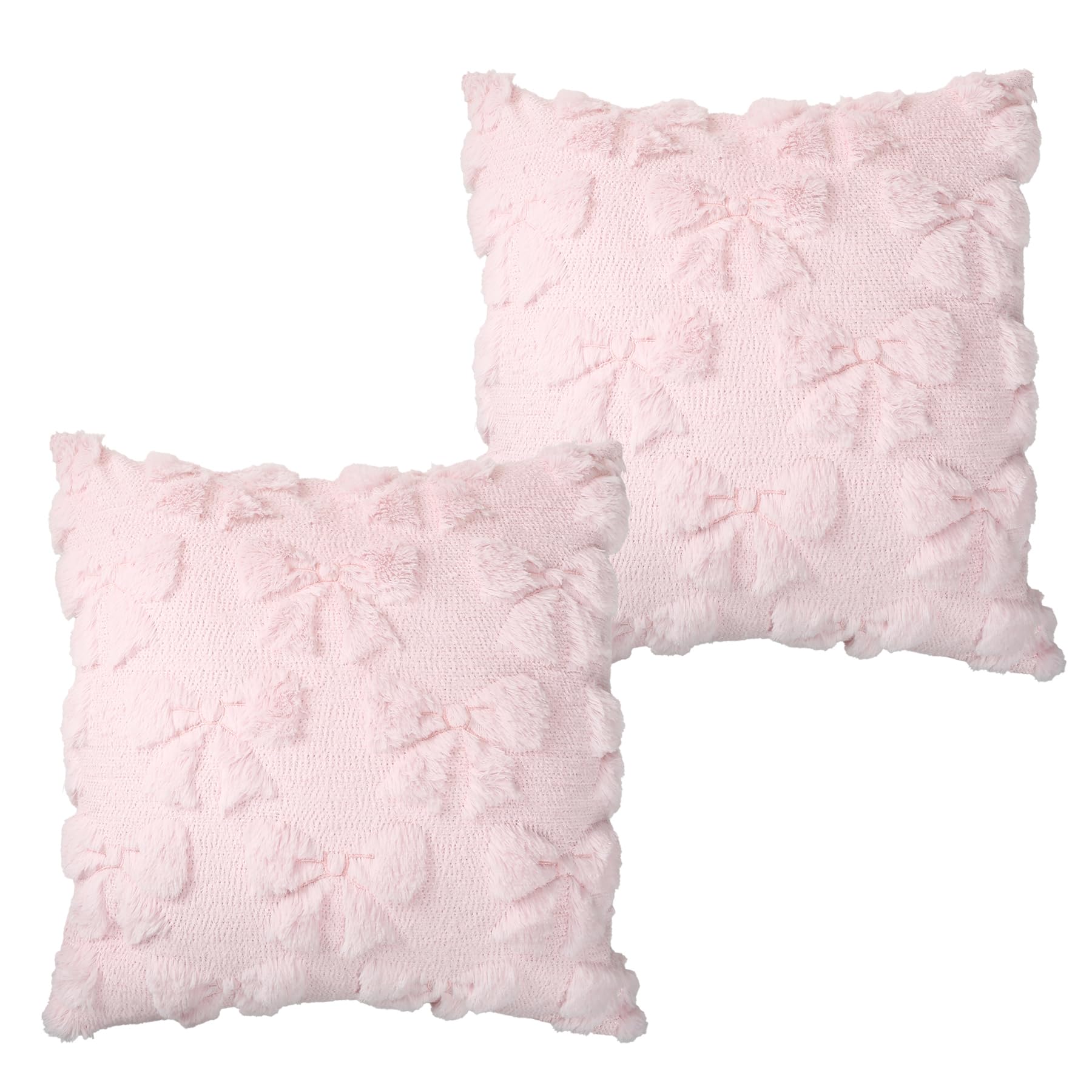 Wasise Coquette Room Decor - 2 fundas de almohada con lazo, decoración de habitación preparada, fundas de cojín rosas de 45 x 45 pulgadas, decoraciones de coqueta, almohadas de cama pastel, cojines