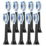 Replacement Brush Heads Compatible with Philips Sonicare Electric Toothbrush, 2-in-1 Tongue Cleaner, 10 Pack, Ice Blue, Suitable for Philips Sonicare Heads, C2, C1, C3, W1, W2, W3, G1, G2, G3
