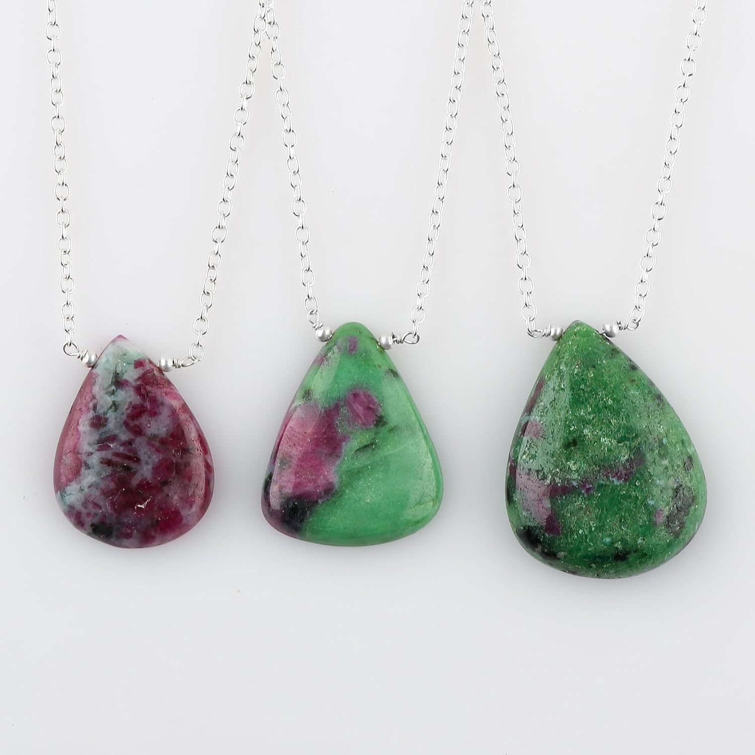 Pear Natural Cabochon Necklace for Women | Handmade Gemstone Pendant | 8–14 mm Stone | Chain 16+2 Inch Adjustable - Image 2