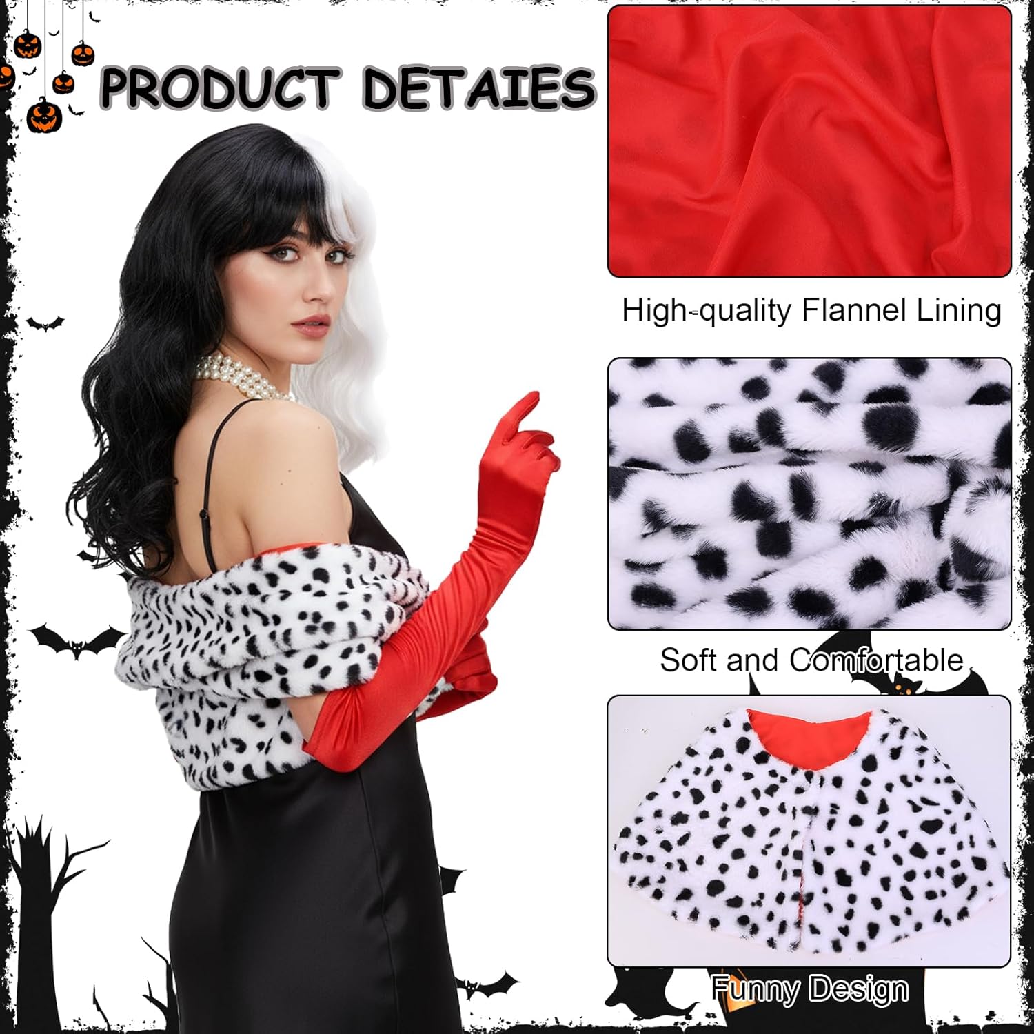 Halloween Costume for Women Black White Coat Cosplay