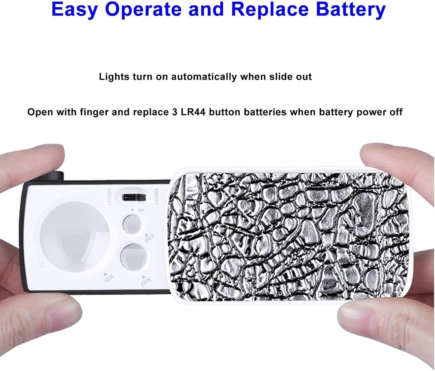 2 PCS Illuminated Jewelers Loupe, 30X 60X 90X Eye Loupe Portable Magnifying Glass with LED Light , Lighted Magnifier for Jewelry, Coins, Plants, Stamps, Gems, Watch Repair Work : Arts, Crafts & Sewing