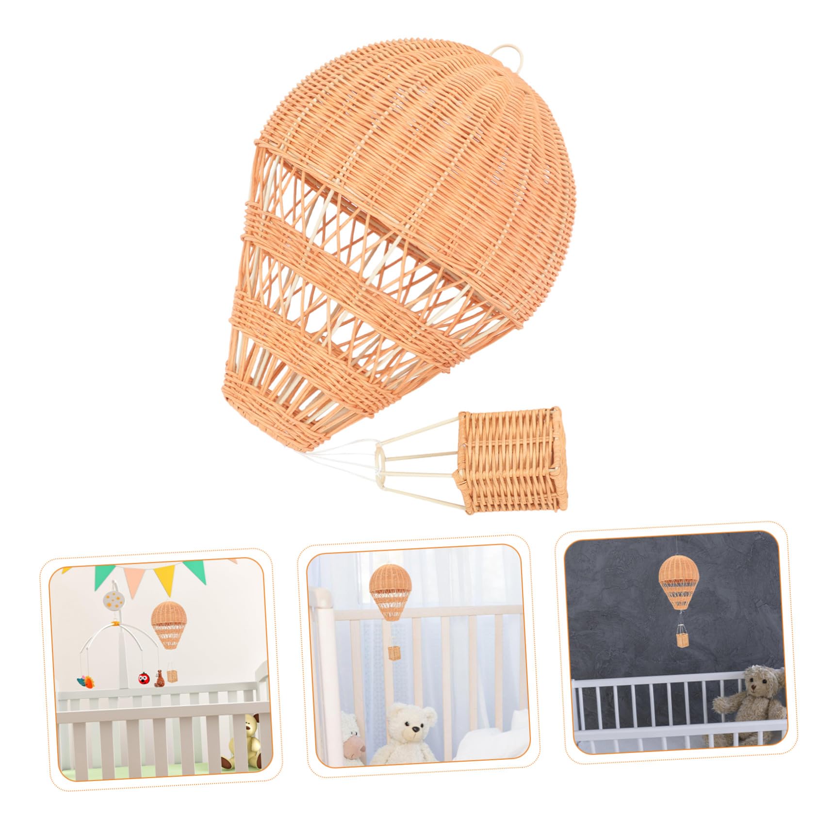 TOYANDONA Woven Rattan Hot Air Balloon Decorative Hanging Ornament for Nursery Party Craft Balloon Wall Decor