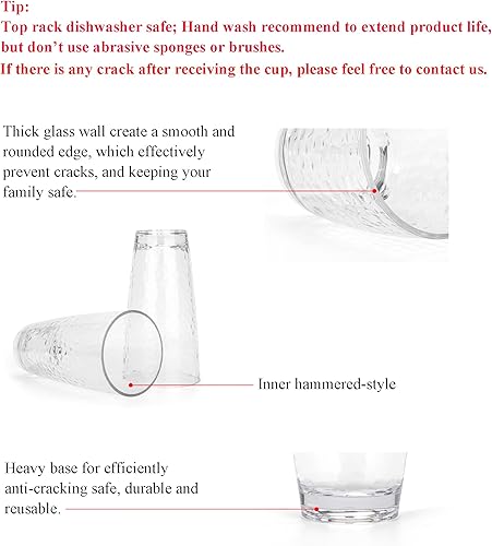 Miniatura 3 de KOXIN-KARLU Hammered - Vasos de plástico de 26 onzas, juego de 6 vasos acrílicos transparentes
